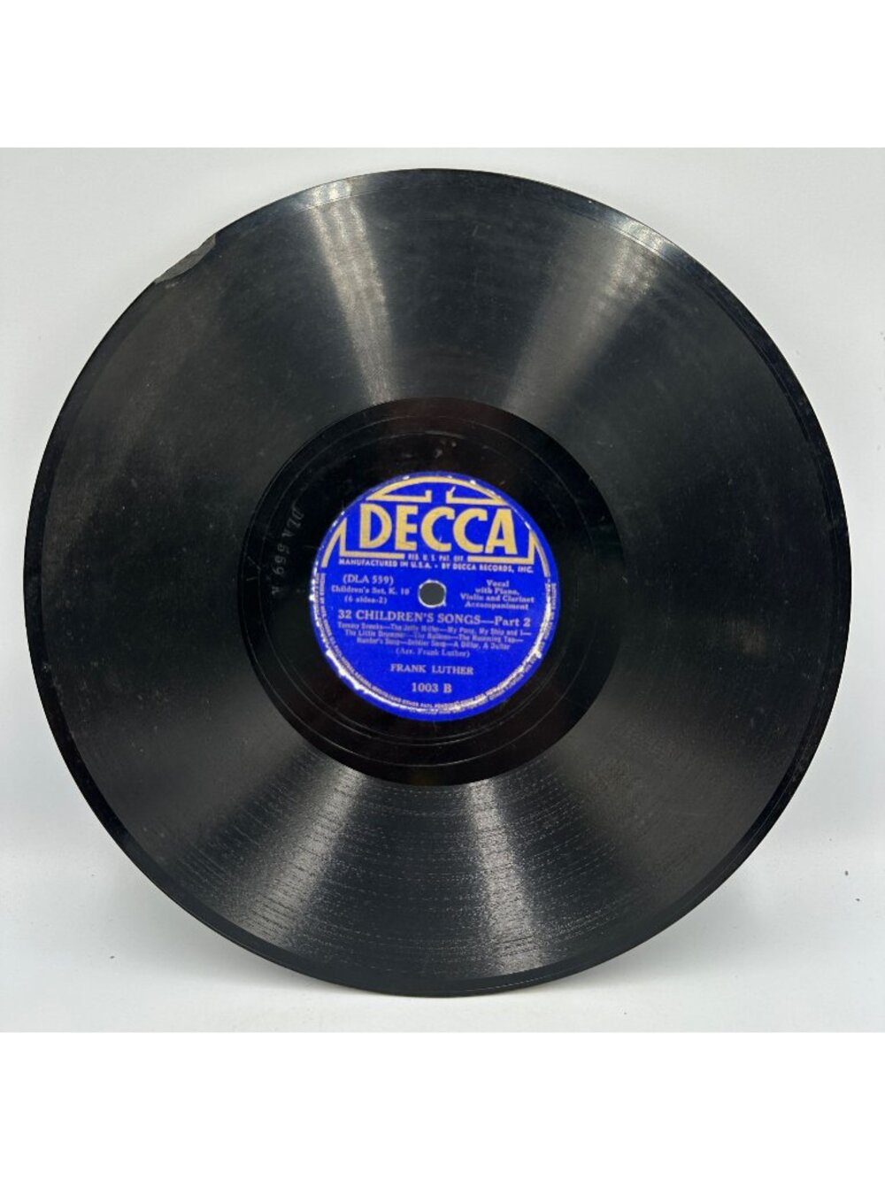 Frank Luther 32 Childrens Songs Part 1 & 2 78 RPM Decca Label DLA558/DLA559